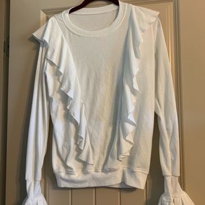 New, never worn. Cotton-ish. Off white. Size small